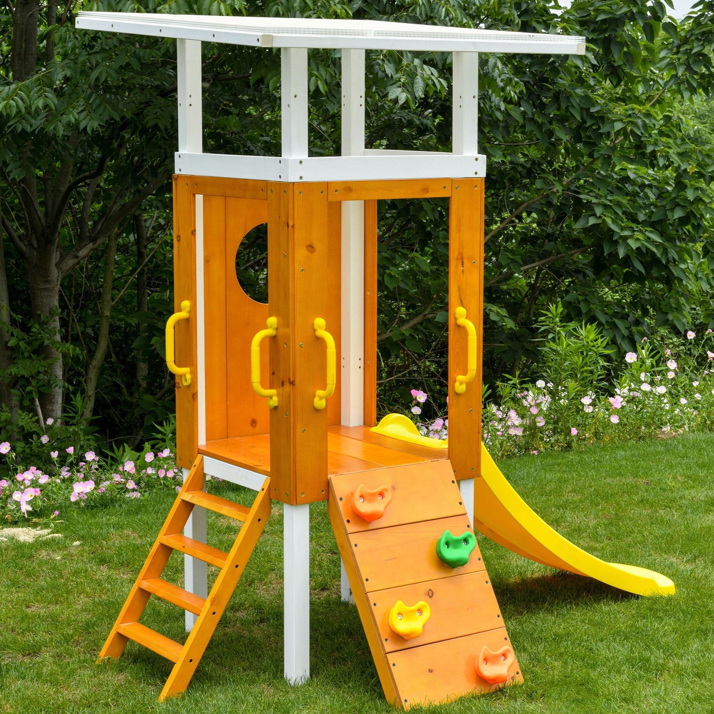 Forest Small Outdoor Toddler Swing Set | Compact Wooden Swing Frame for Babies & Kids