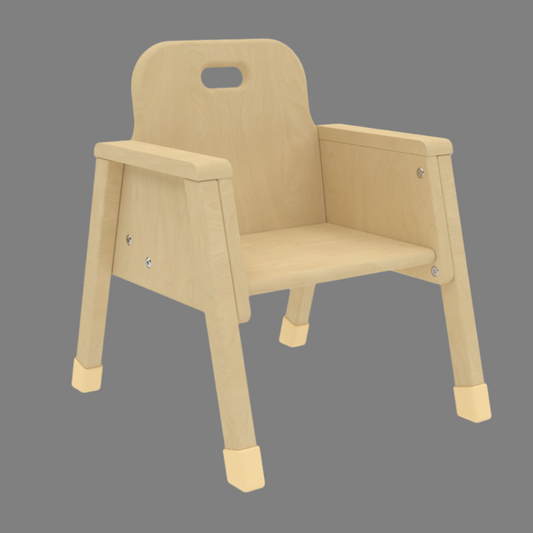 Montessori Wooden Toddler Chair – 6" Seat Height | Kids Armchair with Handle & Armrests