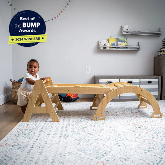 Maple - Wood Small Triangle Climbing Set with Ladder Slide and Rocker