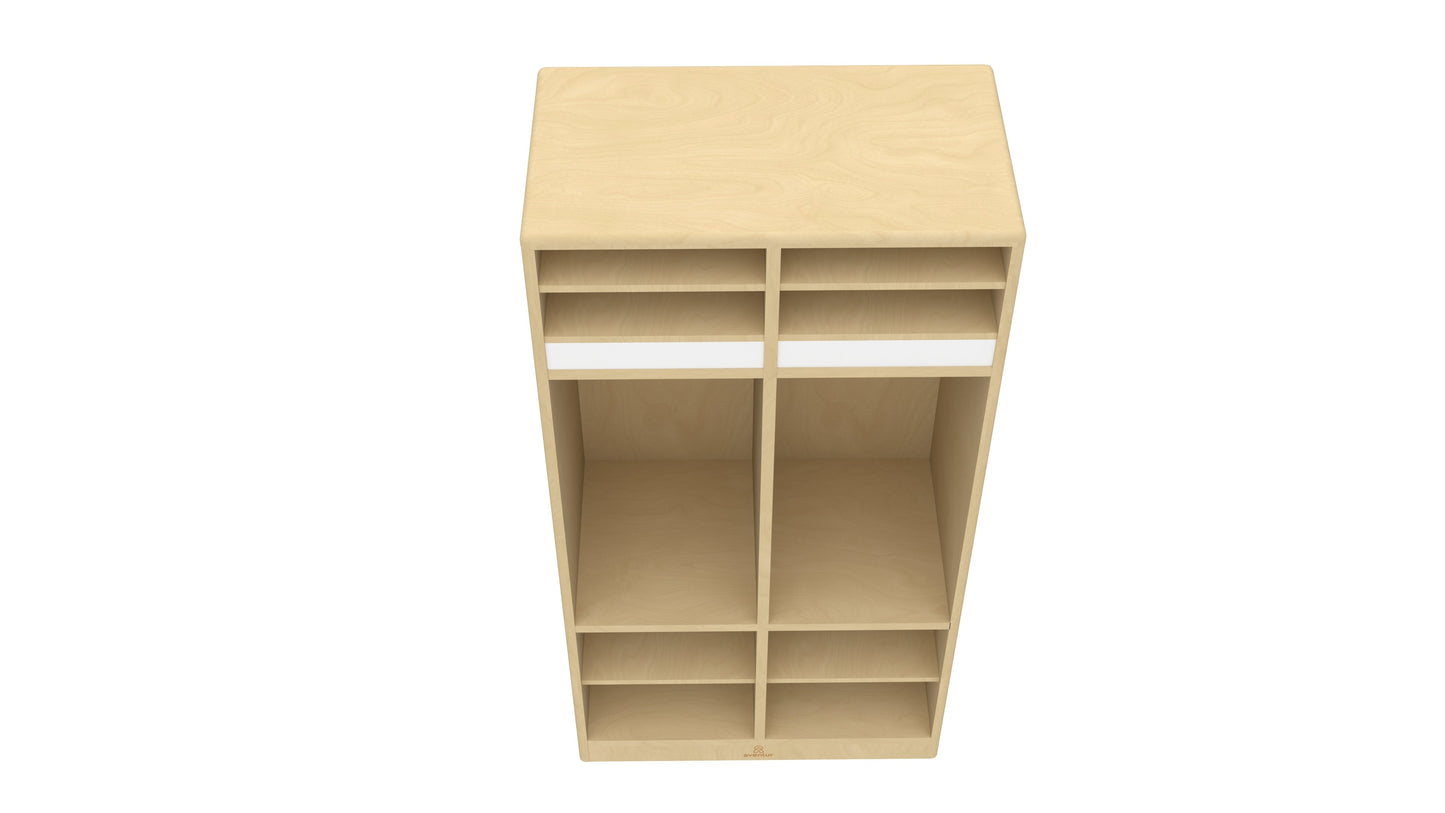 Avenlur 48” Wooden Preschool Storage Locker – Double Cubby Coat Locker Organizer for Kids, Daycare, Montessori & Classroom Use