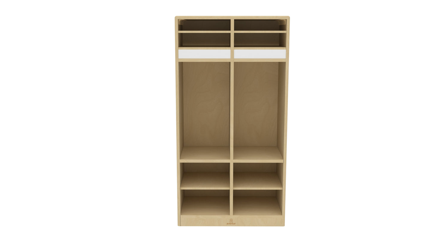 Avenlur 48” Wooden Preschool Storage Locker – Double Cubby Coat Locker Organizer for Kids, Daycare, Montessori & Classroom Use