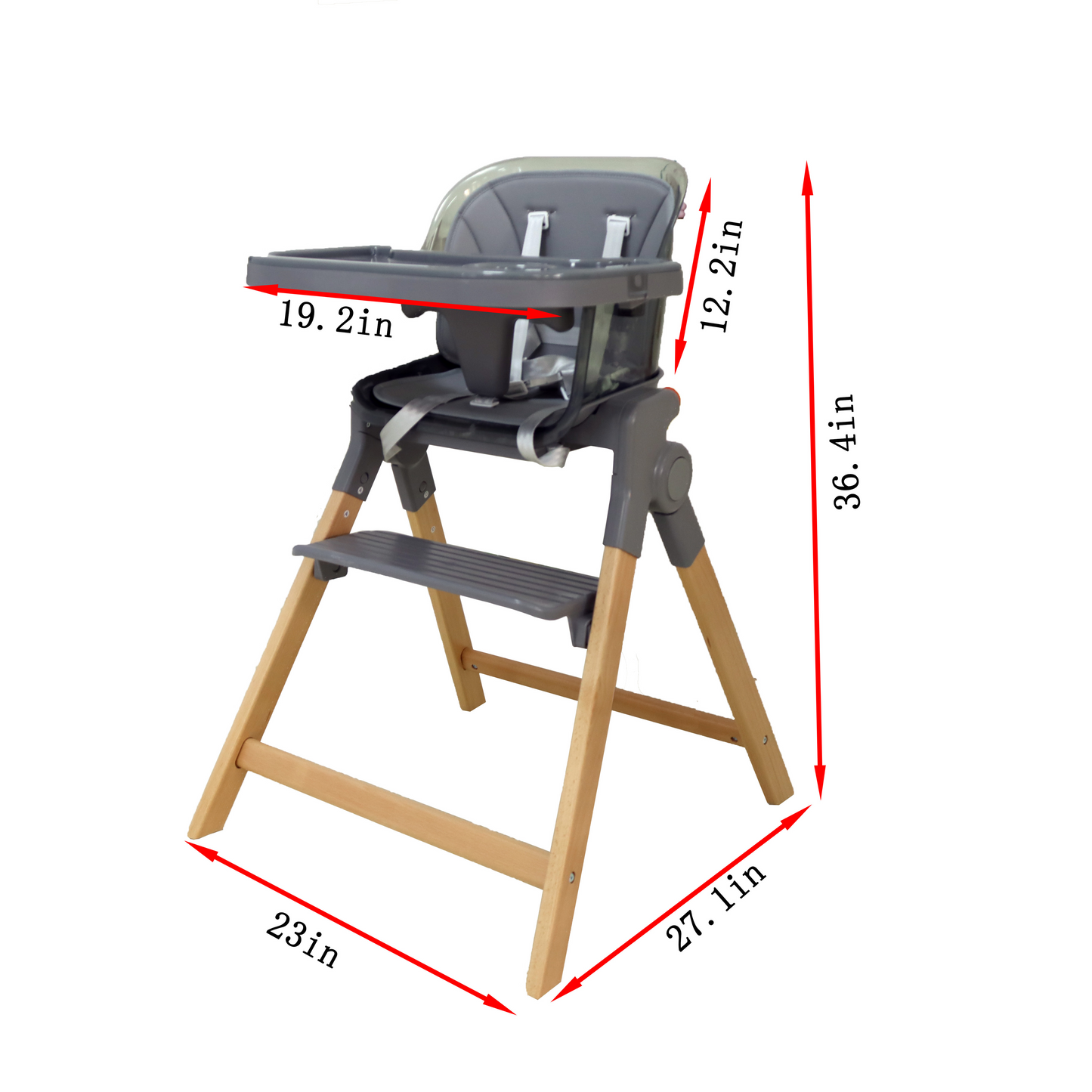 Clover Wooden High Chair – Baby Feeding Chair with Tray & Footrest for Toddlers