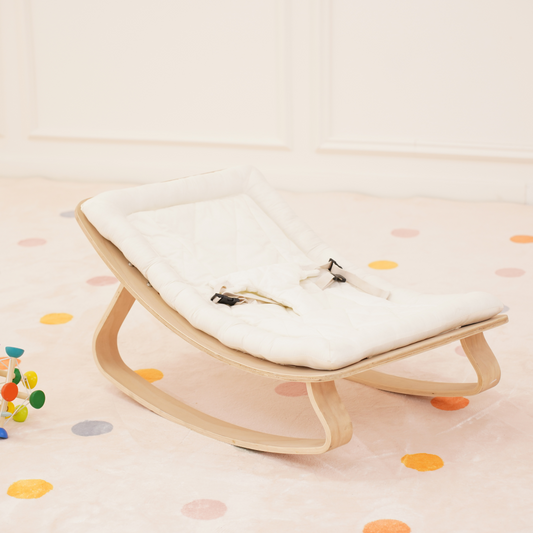 Avenlur Nest Wooden Baby Rocker – Natural Infant Lounger with Soft Padded Seat